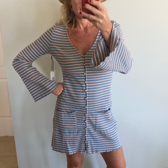 Blue & Pink Stripe Mini Dress - Picture 2 of 11